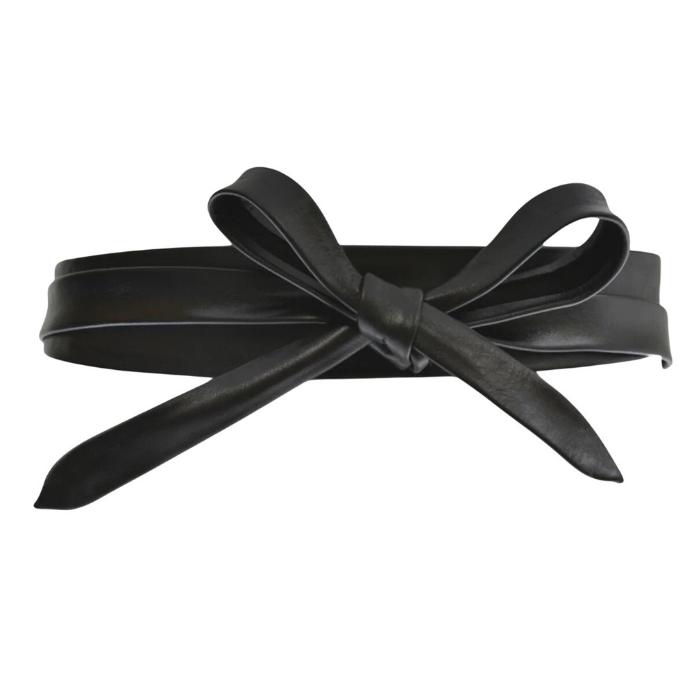 ADA Collection Black Leather Wrap Belt Obi Tie Waist Made in Argentina OS